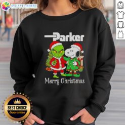 Awesome Parker Hannifin X Grinch and Snoopy Merry Christmas Sweatshirt featuring festive holiday graphics.