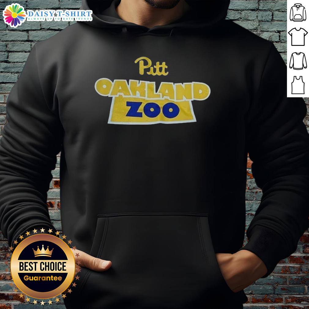 Alt Text: Awesome Pittsburgh Panthers Oakland Zoo hoodie in navy blue featuring logo, perfect for fans and outdoor activities.