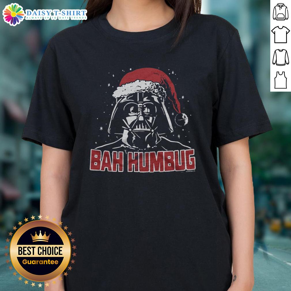 Awesome Star Wars Darth Vader Bah Humbug ladies tee featuring a festive design perfect for holiday fans.
