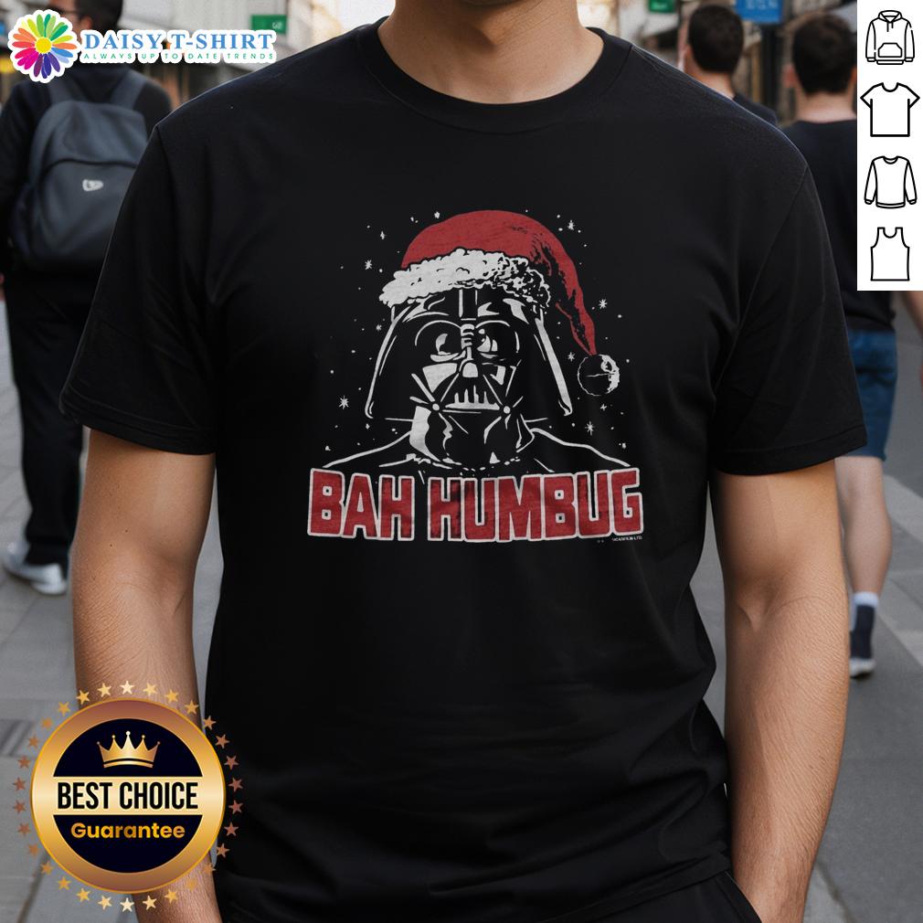 Alt Text: Awesome Star Wars Darth Vader Bah Humbug T-Shirt featuring Darth Vader in a festive holiday design.