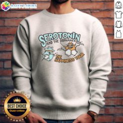 Funny Serotonin and Dopamine Happiness Tour sweatshirt design featuring vibrant graphics and playful typography.
