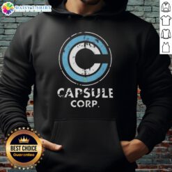 Good Capsule Corp. distressed logo Dragon Ball Z hoodie featuring a stylish design for anime fans.