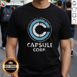 Good Capsule Corp. distressed logo Dragon Ball Z T-shirt featuring a vintage design for fans of the anime series.