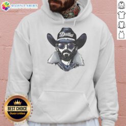 Dallas Cowboys mascot in a beanie and sunglasses hoodie, showcasing team spirit and style.