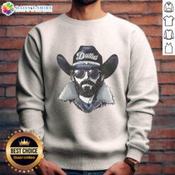 Dallas Cowboys mascot in a beanie and sunglasses, sporting a stylish sweatshirt, ready for game day excitement.
