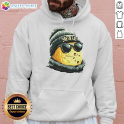 Alt Text: Good Green Bay Packers mascot in a beanie and sunglasses wearing a hoodie, showcasing team spirit and style.