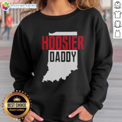 Alt Text: Good Hoosier Daddy Indiana State Map Sweatshirt featuring a colorful map design celebrating Indiana pride.