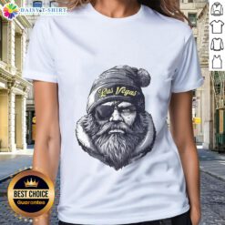 Las Vegas Raiders mascot in a beanie and sunglasses, showcasing team spirit on a ladies' tee.