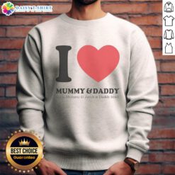Good Love sweatshirt featuring 'Mummy Lu' and 'Daddy Jarch' design, perfect for family matching outfits.