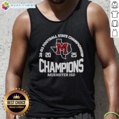 Good Muenster ISD 2A D2 Football State Champions tank top featuring team colors and logo, celebrating their victory.