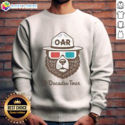 Good O.A.R. Three Decades Tour bear sweatshirt featuring a stylish graphic design, perfect for fans and concert-goers.