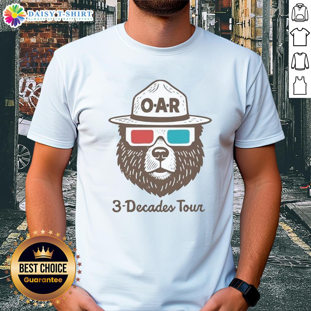 Good O.A.R. Three Decades Tour Bear T-Shirt featuring a colorful bear graphic, celebrating the band's 30 years of music.
