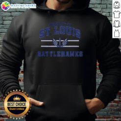 Good Property of St. Louis Battlehawks UFL logo stripes hoodie showcasing vibrant design and team spirit.