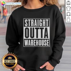 Good Straight Outta Warehouse Sweatshirt in black with bold white lettering, perfect for casual and streetwear styles.
