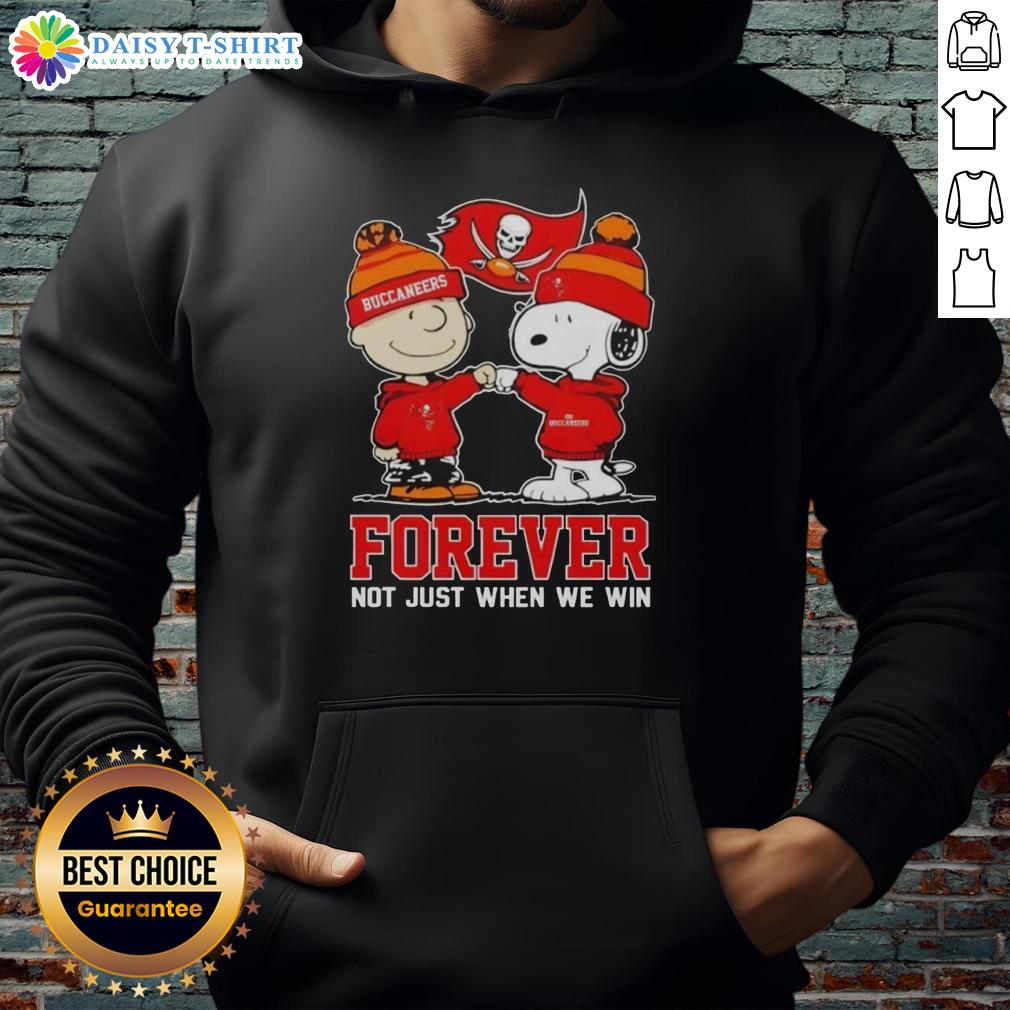 Good Tampa Bay Buccaneers X Charlie Brown vs Snoopy hoodie featuring 'Forever, Not Just When We Win' design.