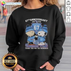 Alt Text: Good Tennessee Titans outfit featuring Snoopy and Charlie Brown 67th Anniversary sweatshirt, perfect for fans.