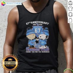 Alt Text: Stylish Tennessee Titans tank top featuring Snoopy and Charlie Brown for their 67th anniversary (1959-2026).