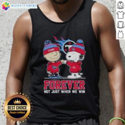 Good Tennessee Titans X Charlie Brown vs Snoopy Forever tank top design featuring team spirit and fun cartoon graphics.