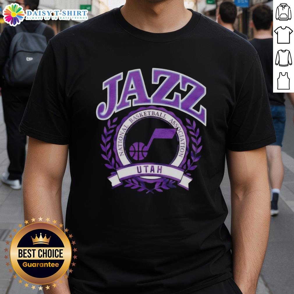 Good Utah Jazz National Basketball Association crest T-shirt featuring team colors and logo, perfect for fans and collectors.