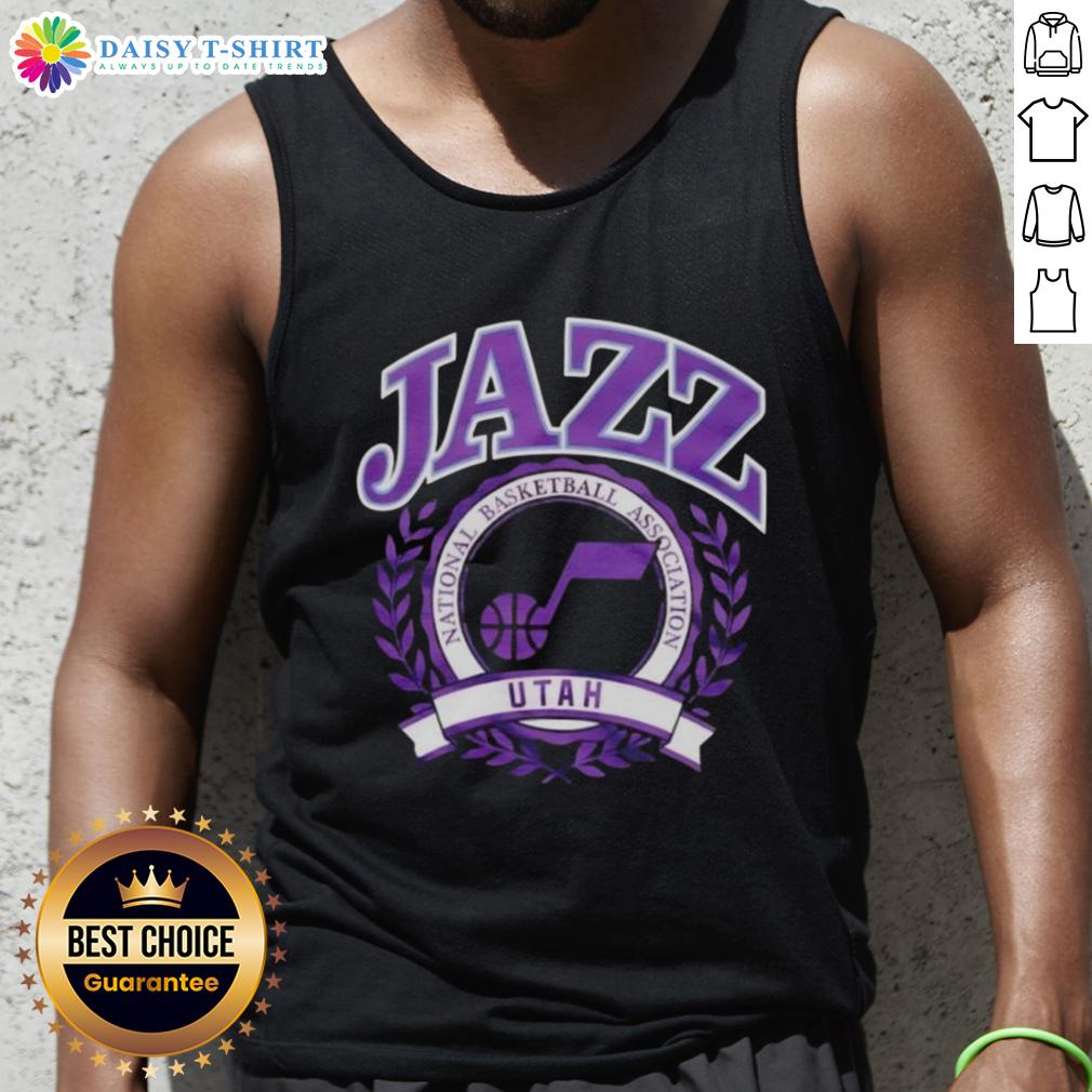 Good Utah Jazz National Basketball Association crest tank top featuring the team's logo and colors for fans and athletes.