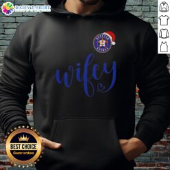 Good Wifey Houston Astros Santa Hat Merry Christmas Hoodie featuring festive design for baseball fans celebrating the holidays.