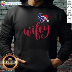Good Wifey Houston Texans hoodie with Santa hat, perfect for a festive Merry Christmas celebration.