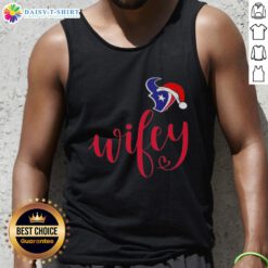 Good Wifey Houston Texans Santa Hat Merry Christmas tank top featuring festive design and team spirit for holiday celebrations.