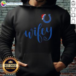 Good Wifey Indianapolis Colts Santa Hat Merry Christmas Hoodie, perfect for festive fans showing team spirit.