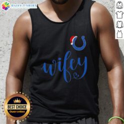 Alt Text: Good Wifey Indianapolis Colts Santa Hat Merry Christmas Tank Top for holiday cheer and team spirit.