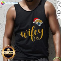 Good Wifey Jacksonville Jaguars tank top with Santa hat for a festive Merry Christmas look.