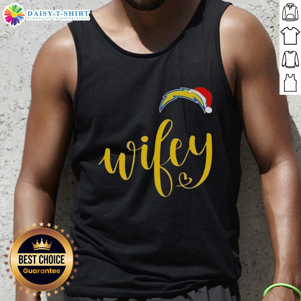 Good Wifey Los Angeles Chargers Santa hat Merry Christmas tank top, perfect for festive football fans celebrating the holidays.