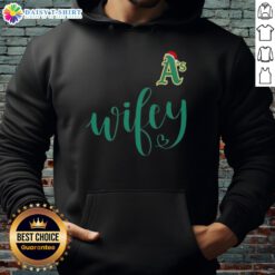 Good Wifey Oakland Athletics Santa Hat Merry Christmas Hoodie, perfect for festive fans celebrating the holiday season.