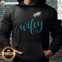 Good Wifey Philadelphia Eagles Santa Hat Merry Christmas Hoodie in festive holiday colors, perfect for game day celebrations.