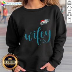 Good Wifey Philadelphia Eagles Santa Hat Merry Christmas Sweatshirt, perfect festive apparel for Eagles fans during the holidays.