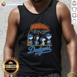 Happy Los Angeles Dodgers X Peanuts Snoopy and Friends autumn tank top celebrating the most wonderful time of the year.