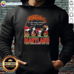 Happy Maryland Terrapins X Peanuts Snoopy hoodie for autumn, celebrating the most wonderful time of the year.