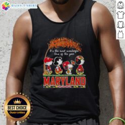 Happy Maryland Terrapins tank top featuring Snoopy and friends, perfect for autumn and celebrating the season.