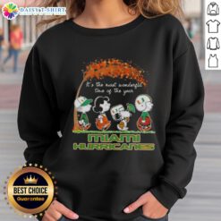 Happy Miami Hurricanes X Peanuts Snoopy and Friends autumn sweatshirt, perfect for the most wonderful time of the year.