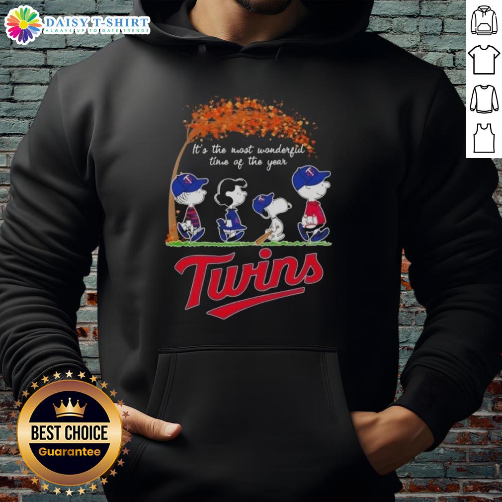Happy Minnesota Twins X Peanuts Snoopy and Friends autumn hoodie, perfect for celebrating the most wonderful time of the year.