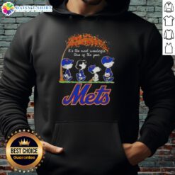 Alt Text: Happy New York Mets X Peanuts Snoopy and Friends Autumn hoodie celebrating the most wonderful time of the year.