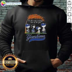 Happy New York Yankees X Peanuts Snoopy hoodie showcasing autumn vibes, perfect for the most wonderful time of the year.