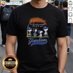 Alt Text: Happy New York Yankees X Peanuts Snoopy And Friends autumn t-shirt celebrating the most wonderful time of the year.