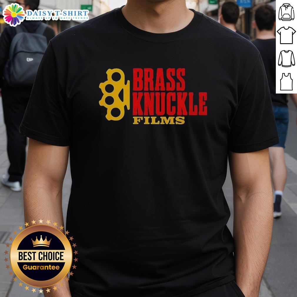 Nice Brass Knuckle Films T-Shirt featuring a bold logo design, perfect for film enthusiasts and stylish casual wear.