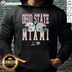 Stylish hoodie featuring Miami Hurricanes vs Ohio State Buckeyes playoff quarterfinal 2026 design, perfect for fans.