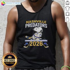 2026 Nice Nashville Predators Hockey Snoopy Peanuts tank top featuring a fun graphic design for fans.