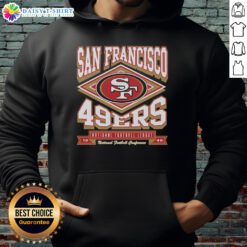 Nice San Francisco 49ers Heater Hoodie displayed on a hanger, showcasing vibrant team colors and stylish design.