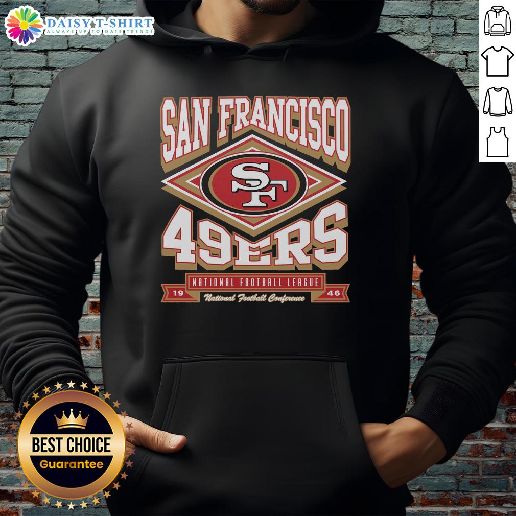 Nice San Francisco 49ers Heater Hoodie displayed on a hanger, showcasing vibrant team colors and stylish design.