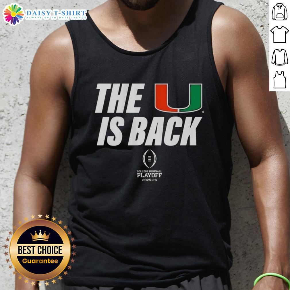 Miami Hurricanes Football 2025 CFP tank top featuring vibrant design and team logo for fans and supporters.