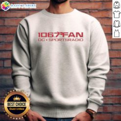 Alt Text: Official 106.7 The Fan DC Sports Radio logo sweatshirt featuring a bold design, perfect for sports fans.