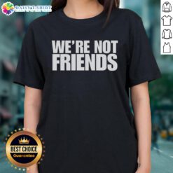 Official Alexa Bliss Charlotte Flair 'We're Not Friends' Ladies Tee featuring bold graphics and vibrant colors.